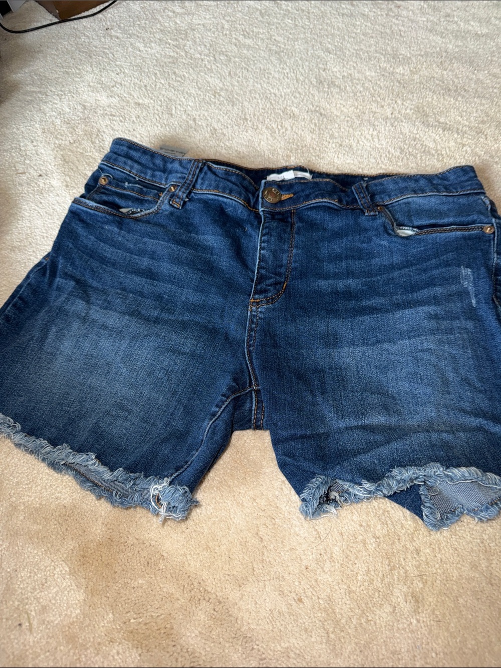 STS Blue Dark Blue Frayed Hem Denim Shorts